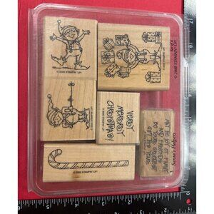 2000 Stampin Up! Christmas Rubber Stamp Set Santas helpers ELF